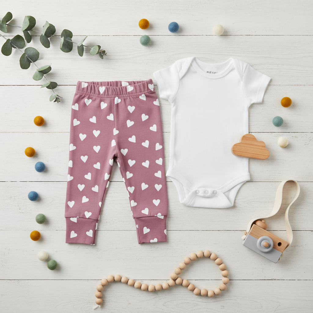Flatlay Herzchen Leggings mit Body