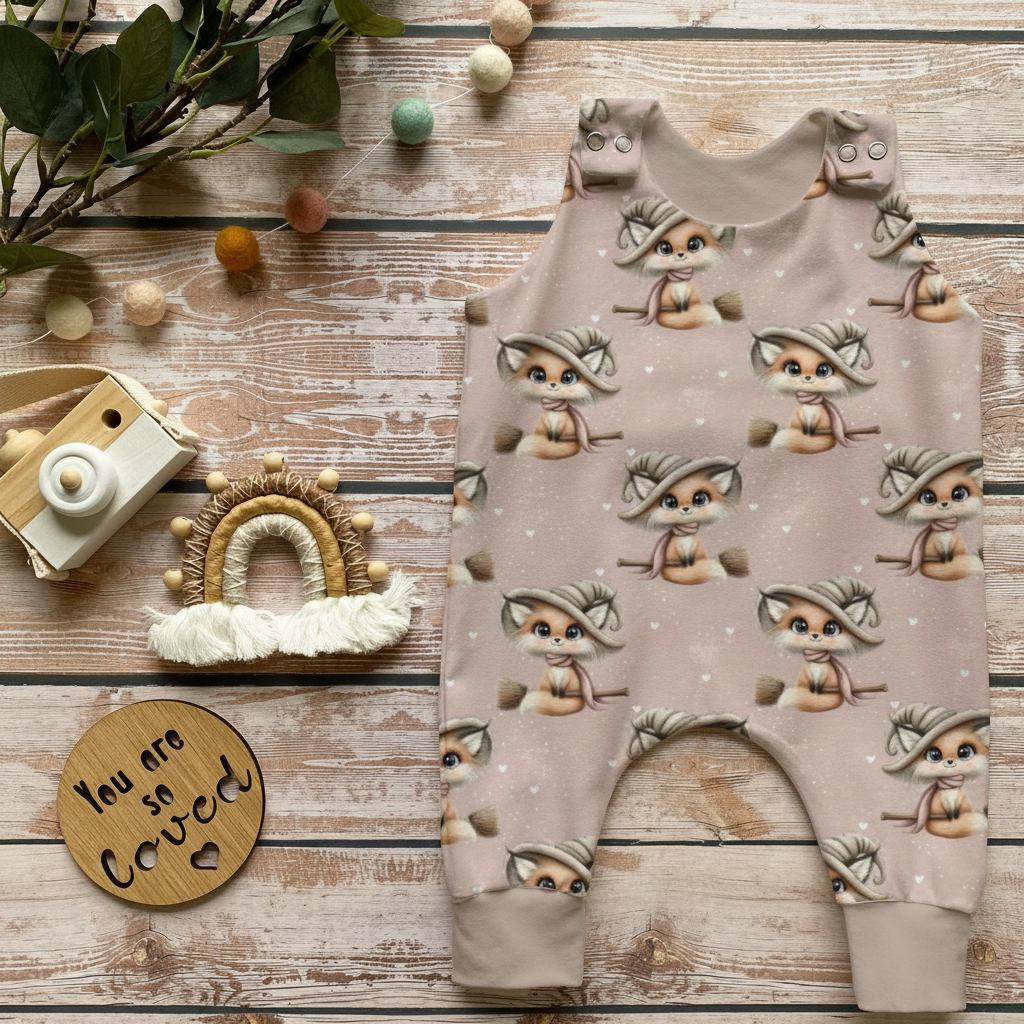 Flatlay Hexenkatze-Strampler