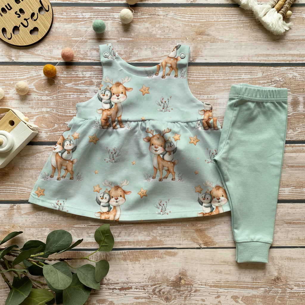 Flatlay Latzkleid mit gesäumter Leggins