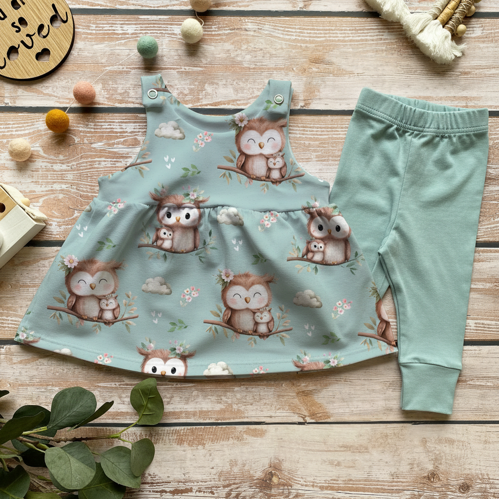 Flatlay Mama Owl mit Leggins
