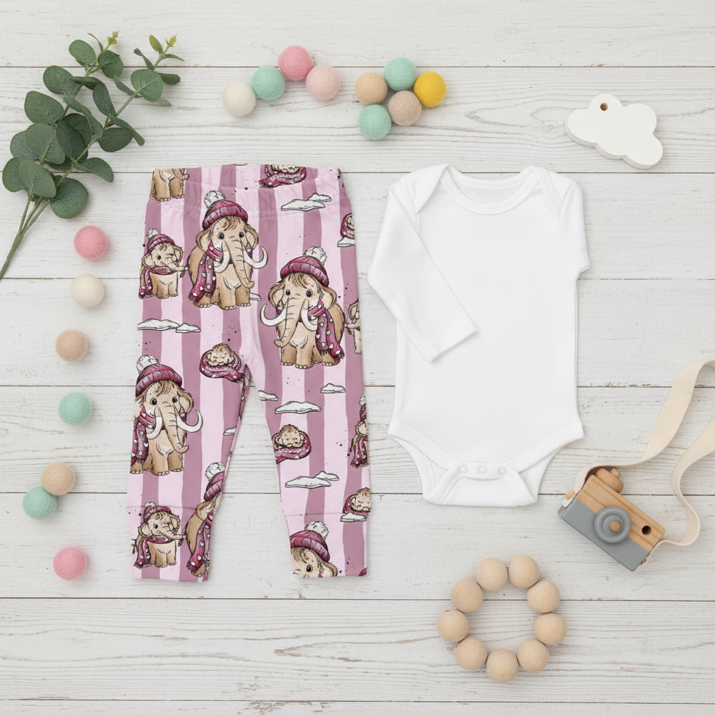 Flatlay Mammut Rosa Leggings mit Body