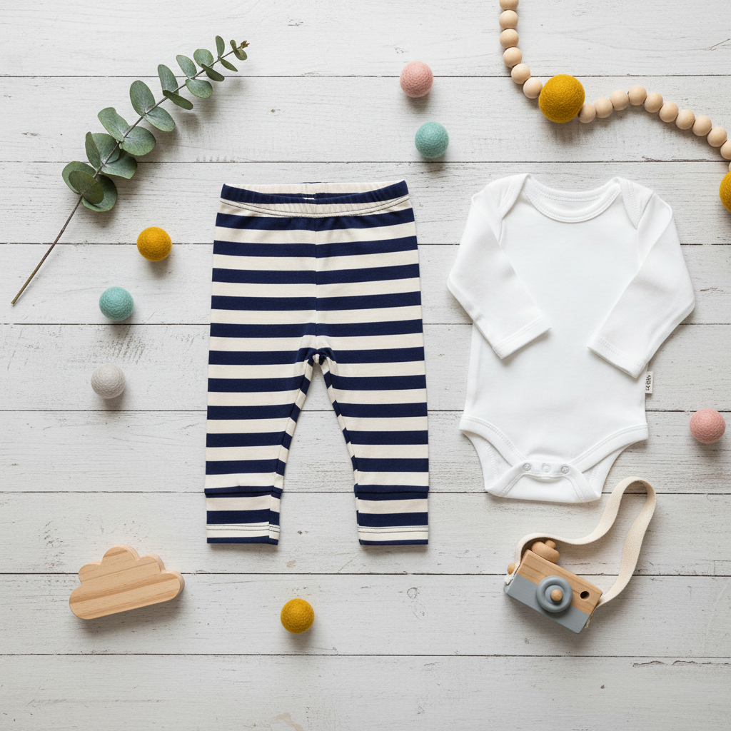 Flatlay Maritime Streifen Leggings mit Body