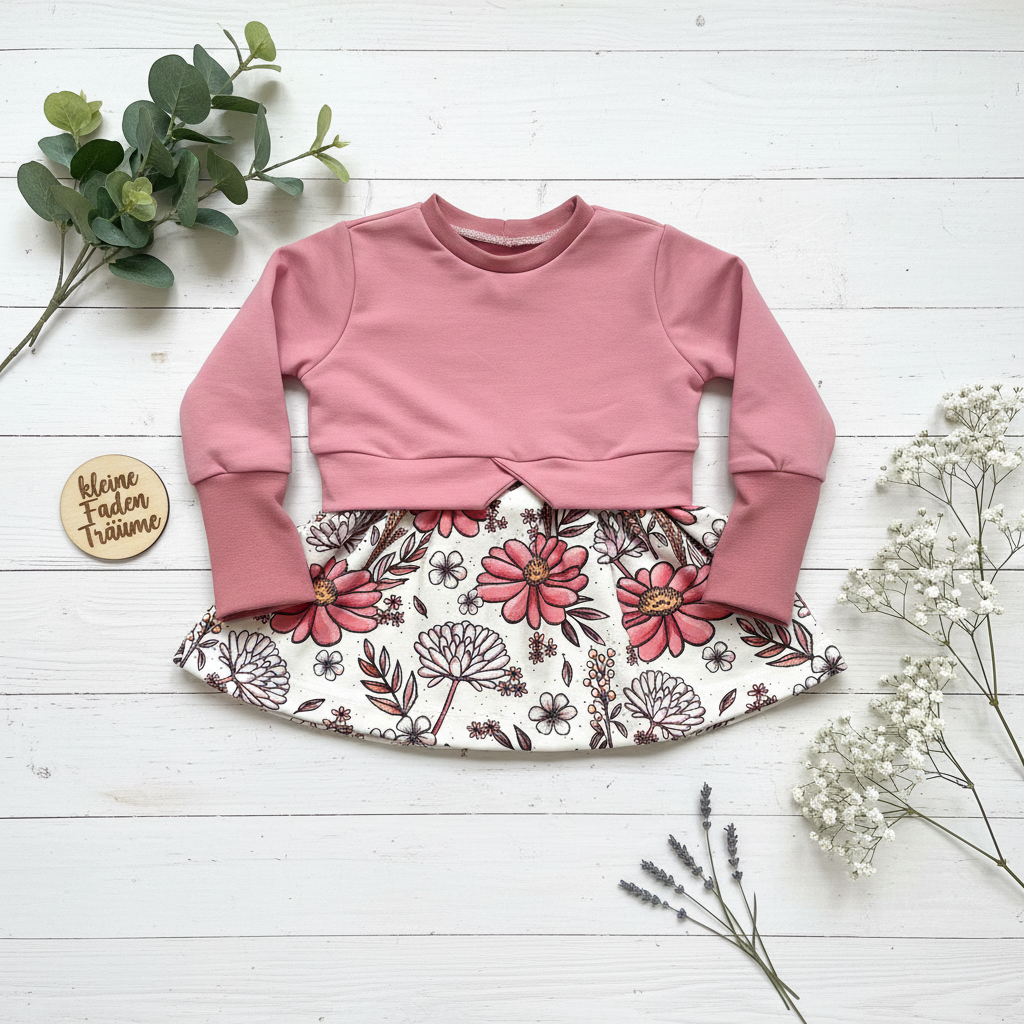 Flatlay Pulloverkleid Blumen rosa – Referenz 2