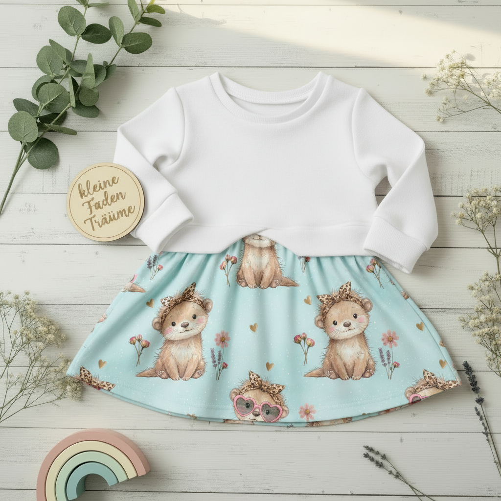 Flatlay Pulloverkleid Otter weiß – korrekter Schnitt