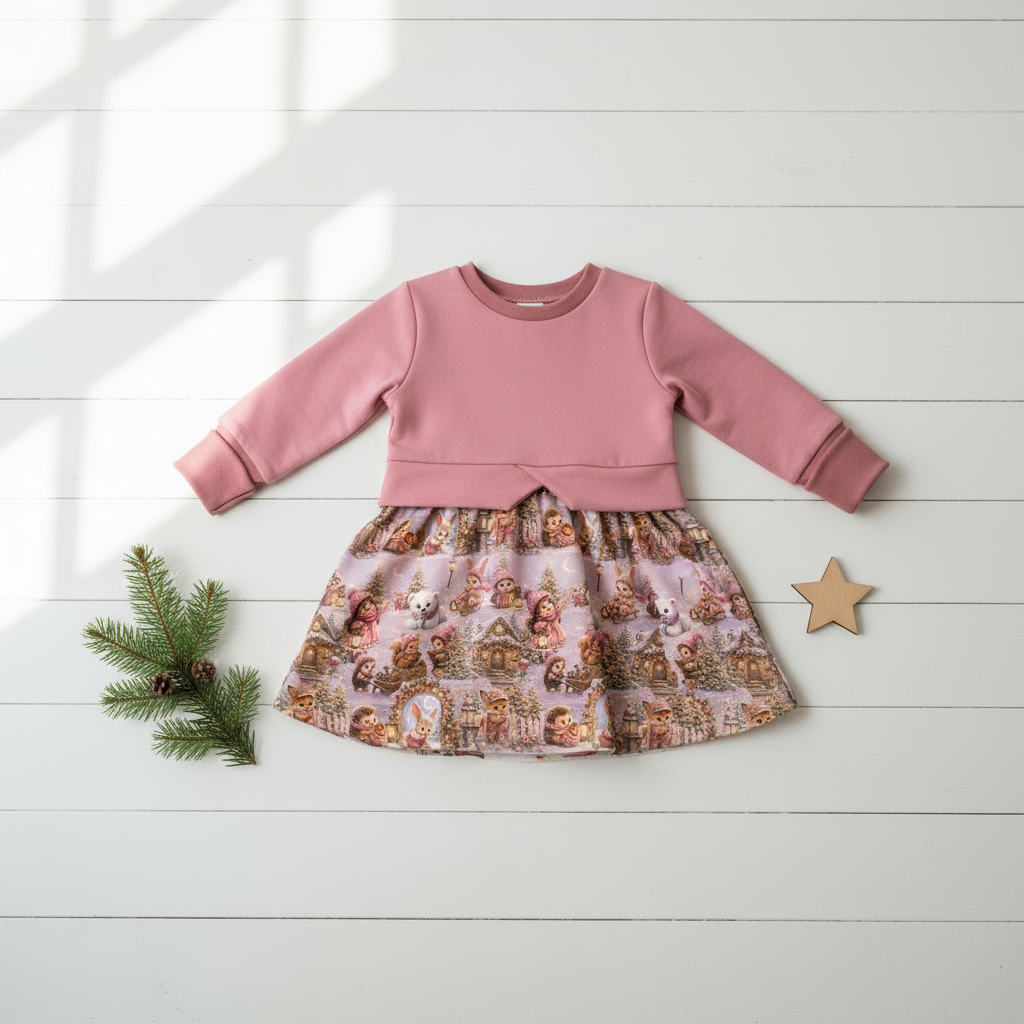 Flatlay Pulloverkleid Weihnachten Altrosa
