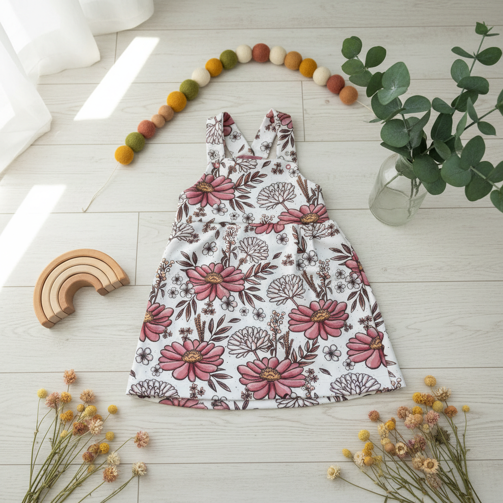 Flatlay Wildblumen Rosa Boho