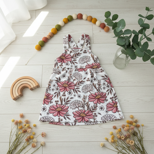 Flatlay Wildblumen Rosa Boho