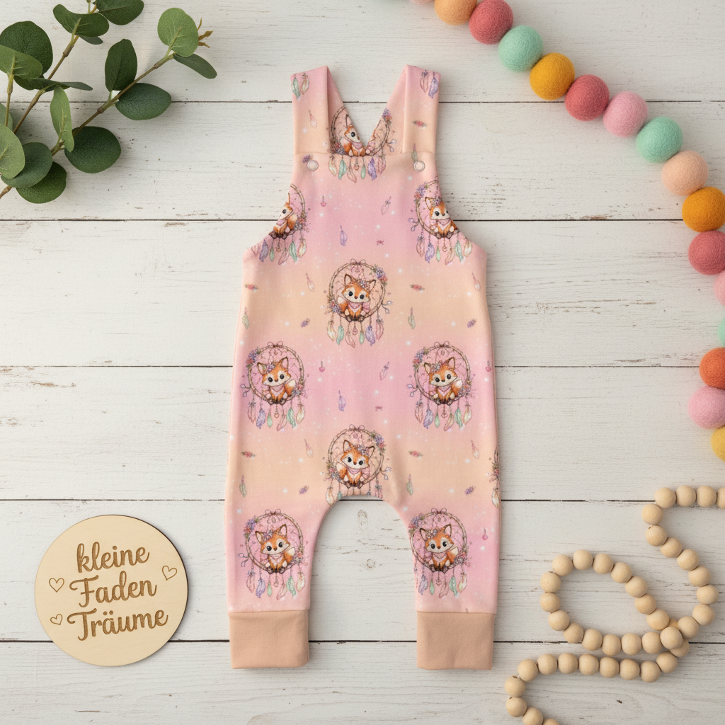 Fuchs Traumfänger Latzhose Flatlay