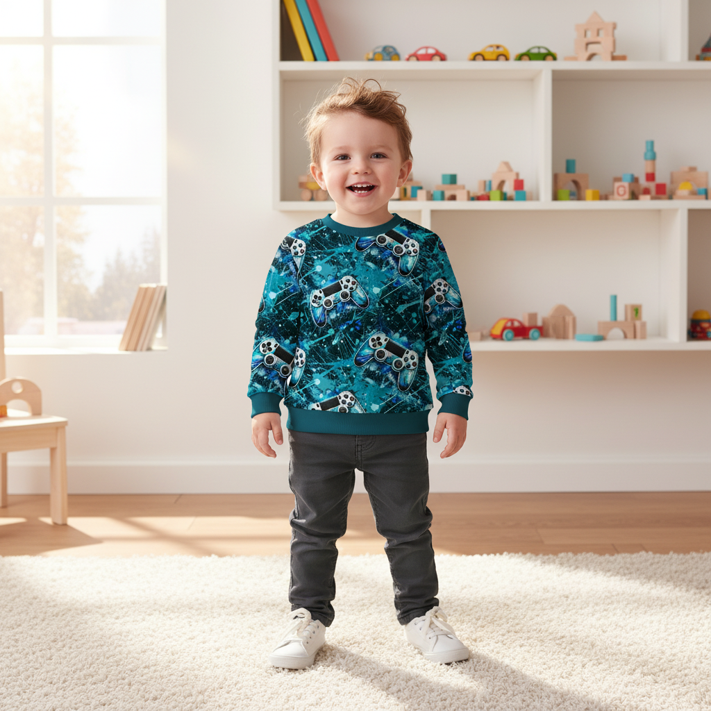 Game-Controller-Pullover Junge schwarz 1:1