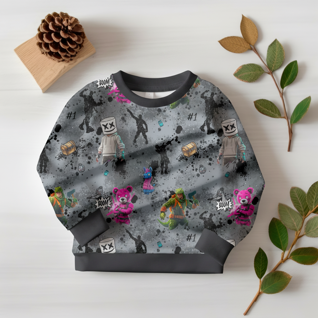 Gaming-Pullover mit anthrazit Bündchen 1:1