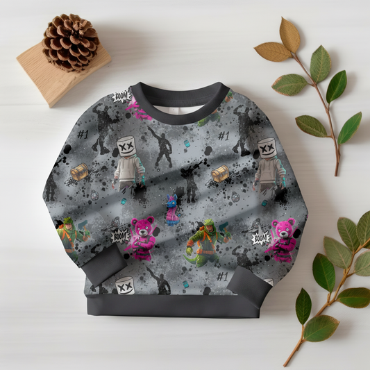 Gaming-Pullover mit anthrazit Bündchen 1:1