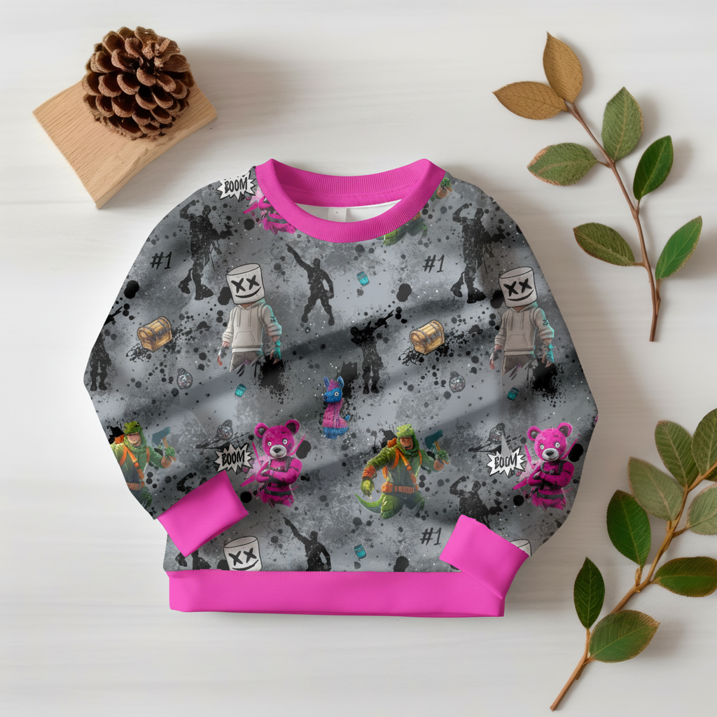 Gaming-Pullover mit pinken Bündchen 1:1