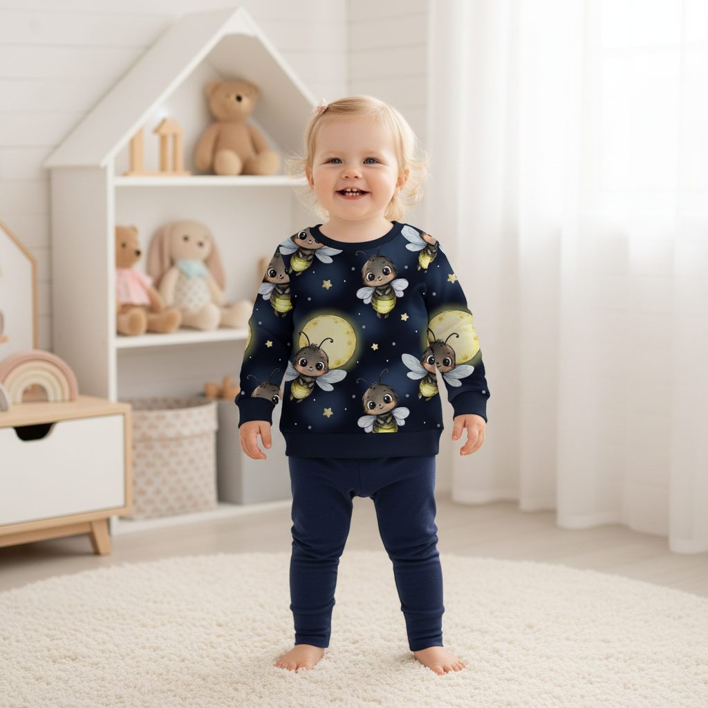 Glühwürmchen-Nacht-Pullover Mädchen navy 1:1