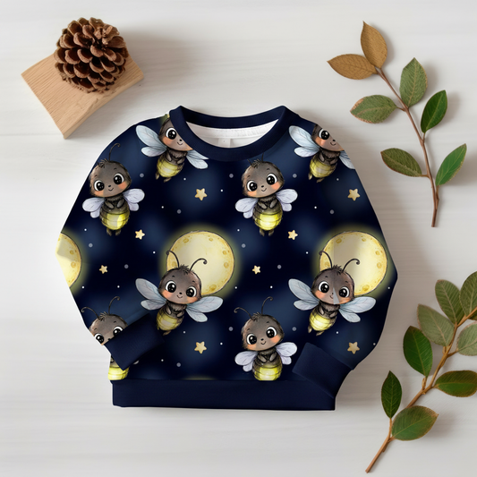 Glühwürmchen-Nacht-Pullover mit Marineblau-Bündchen 1:1
