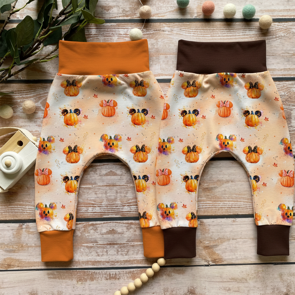 Halloween Kürbis Pumphose beide Varianten Flatlay
