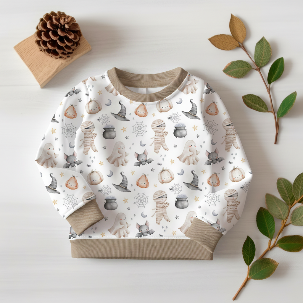 Halloween-Pullover mit Greige-Bündchen 1:1