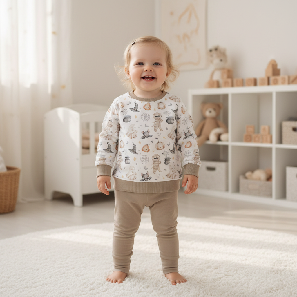 Halloween-Zauber-Pullover Mädchen greige 1:1