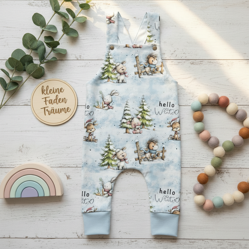 Hello Winter Latzhose Flatlay 1:1