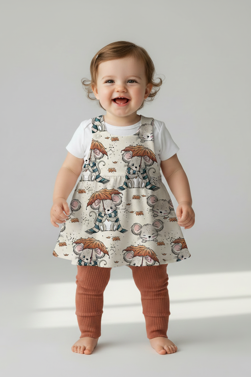 Herbstmaus Latzkleid von vorne
