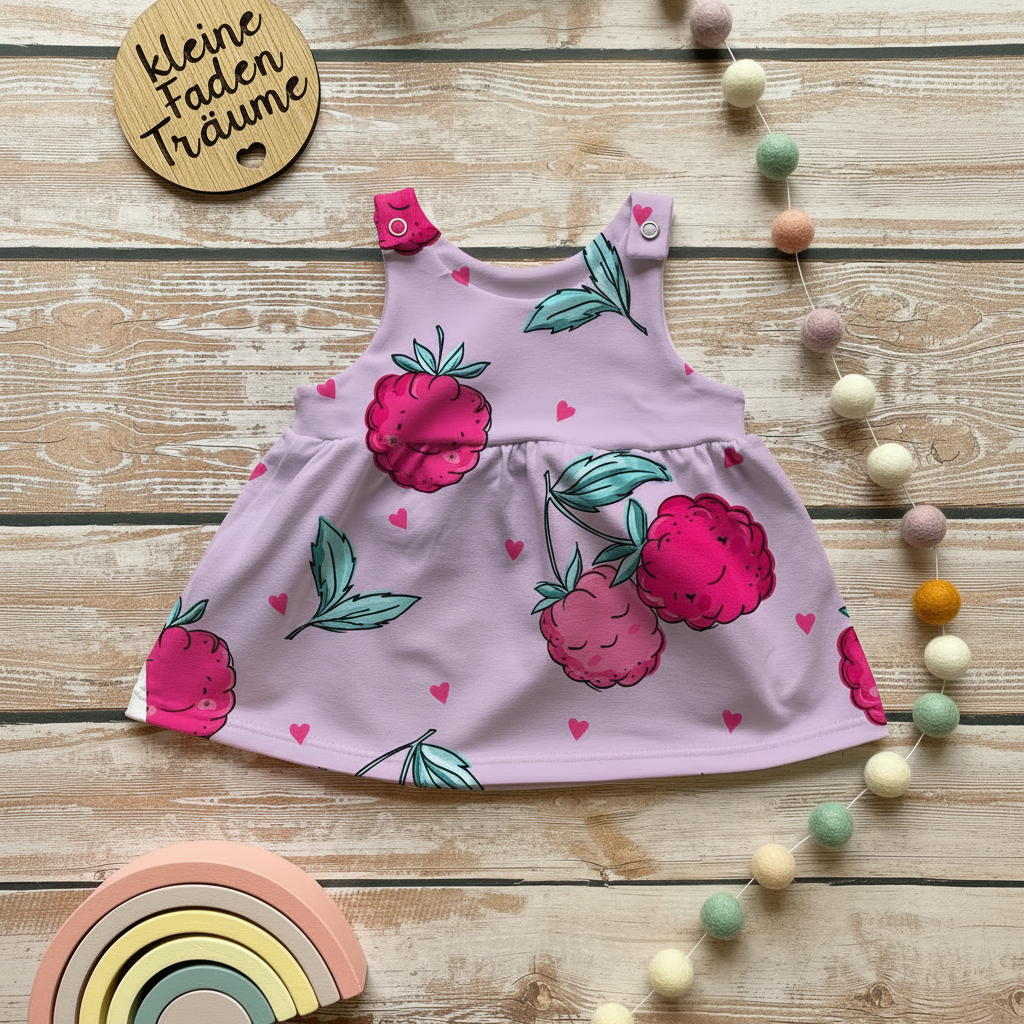 Himbeer Latzkleid Flatlay 1:1