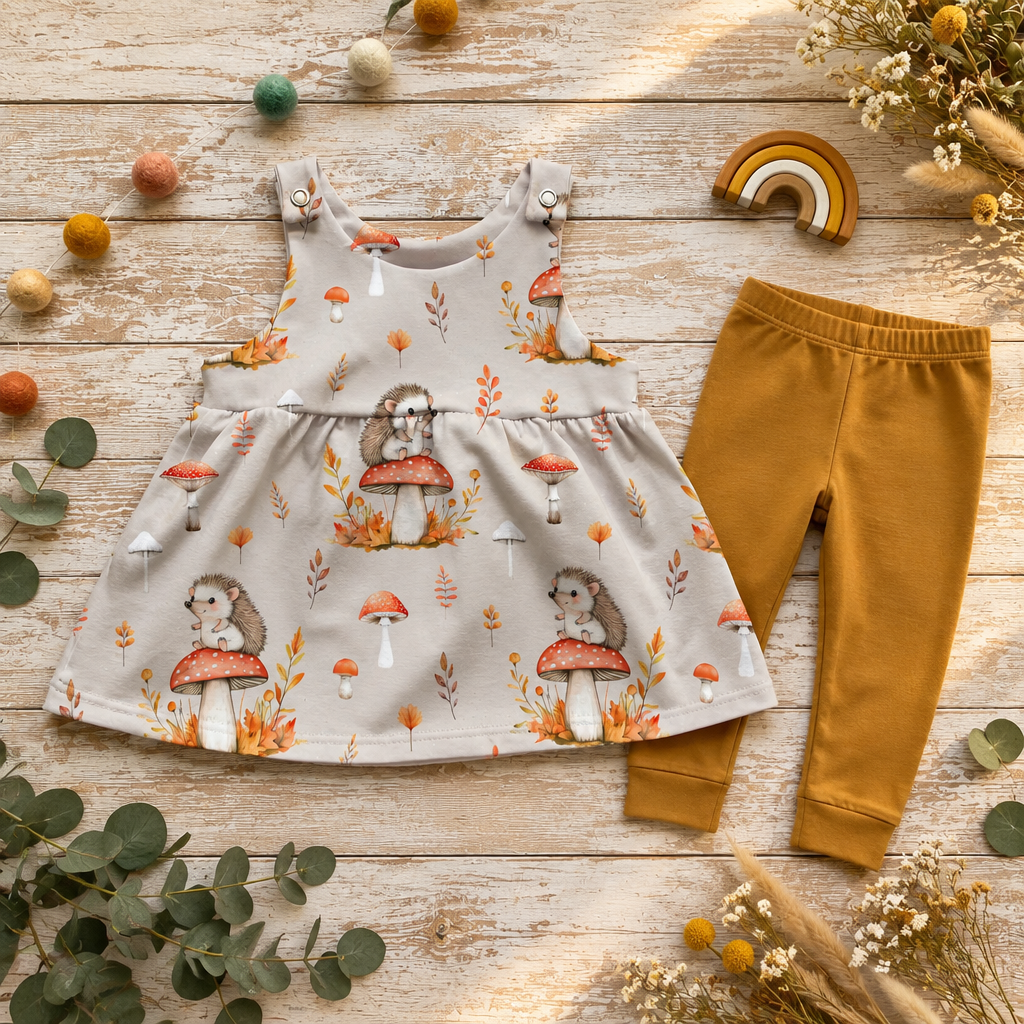 Igel-Latzkleid mit passender Leggings