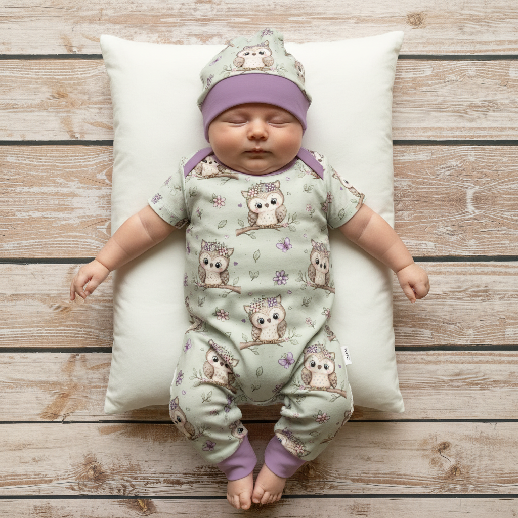 Strampler Kleine Eule – komplettes Set