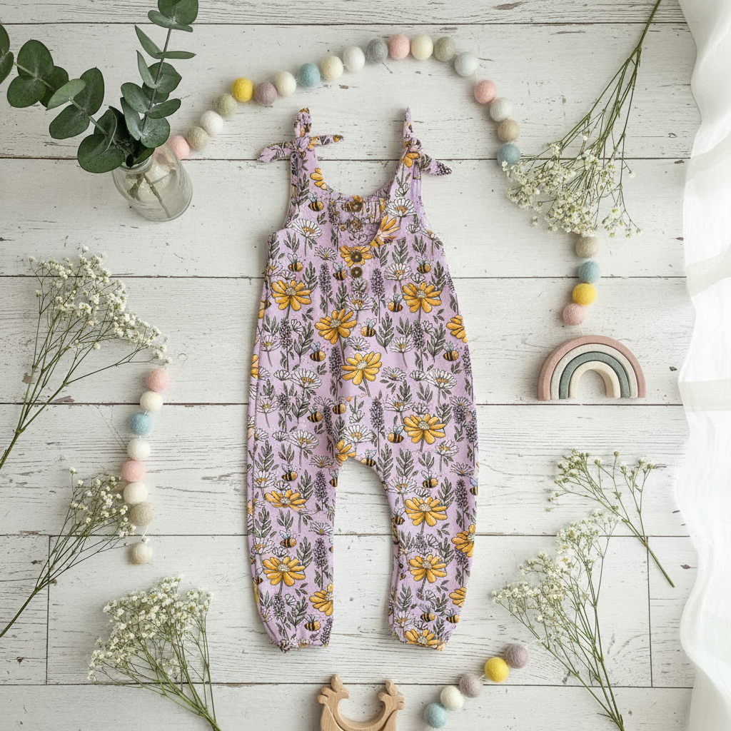 Jumpsuit Bienen & Wildblumen Flatlay