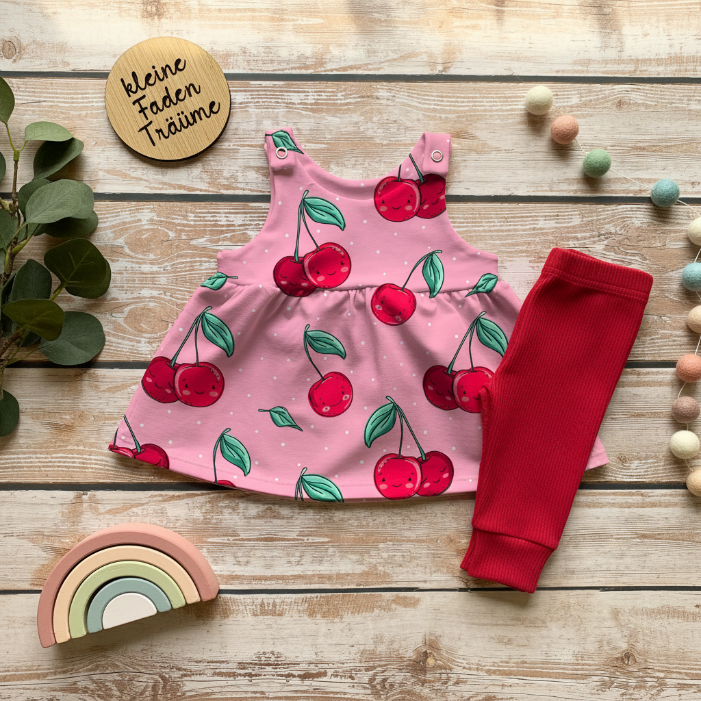 Kirsch Latzkleid Set Flatlay