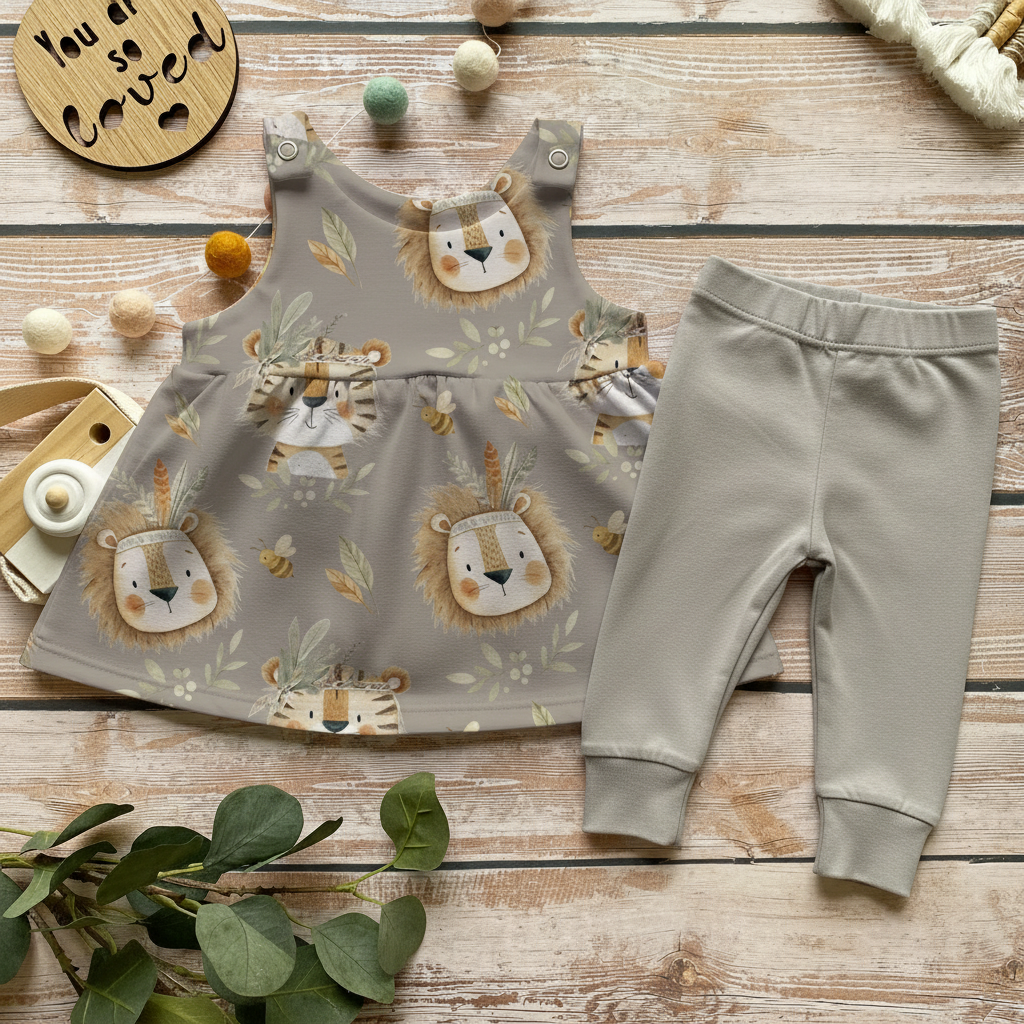 Kleine Savanne Flatlay – richtiges Motiv + Leggins mit Bündchen