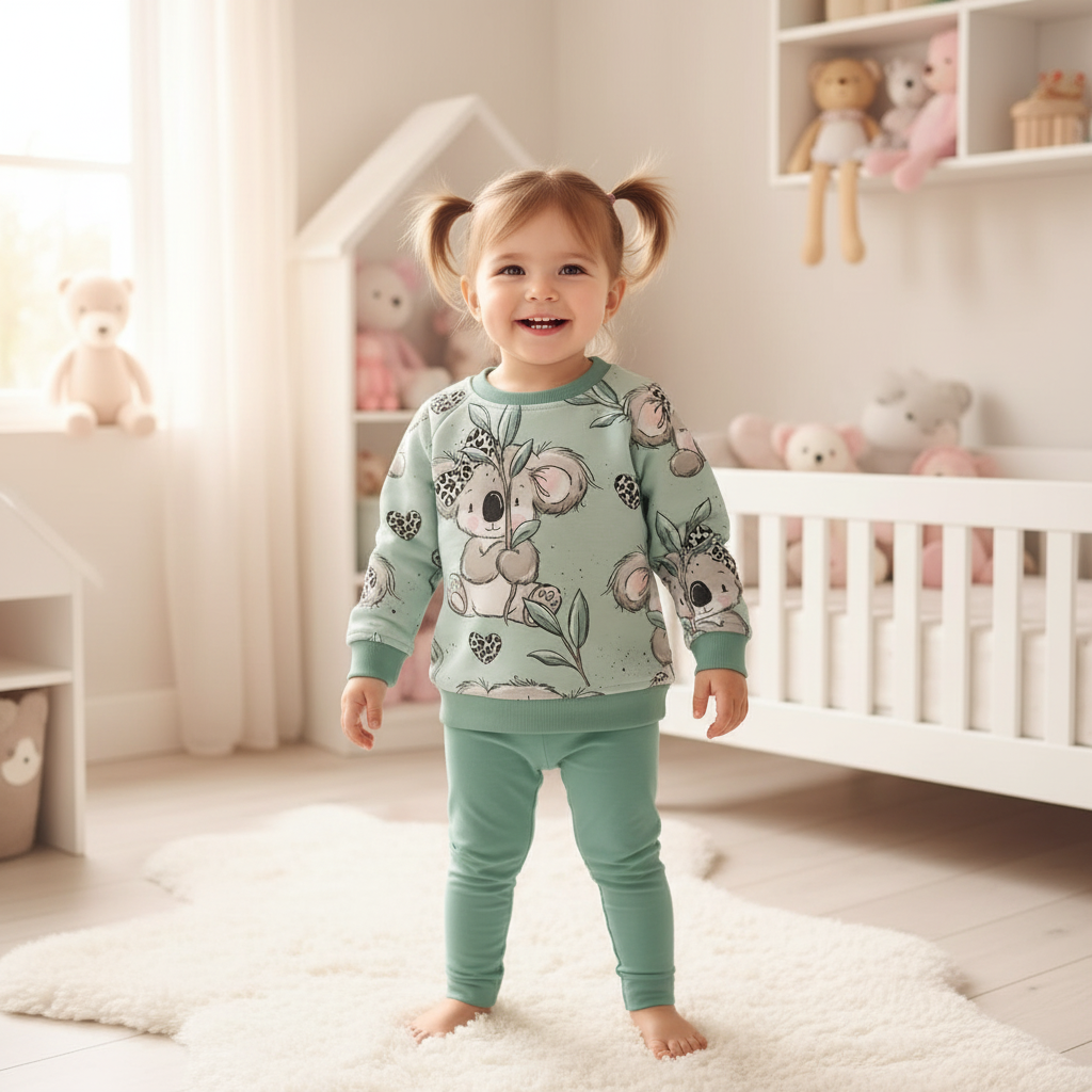 Koala-Pullover Mädchen mintgrüne Leggings 1:1