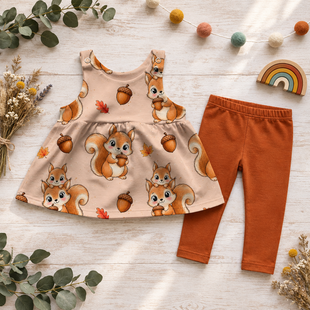 Latzkleid Eichhörnchen mit passender Leggings