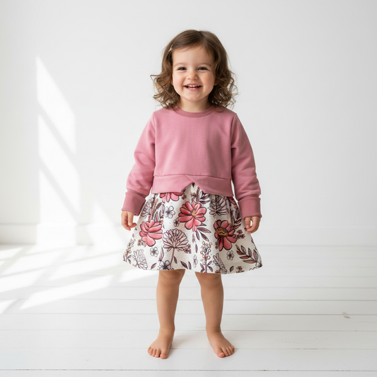Lifestyle Pulloverkleid Blumen rosa