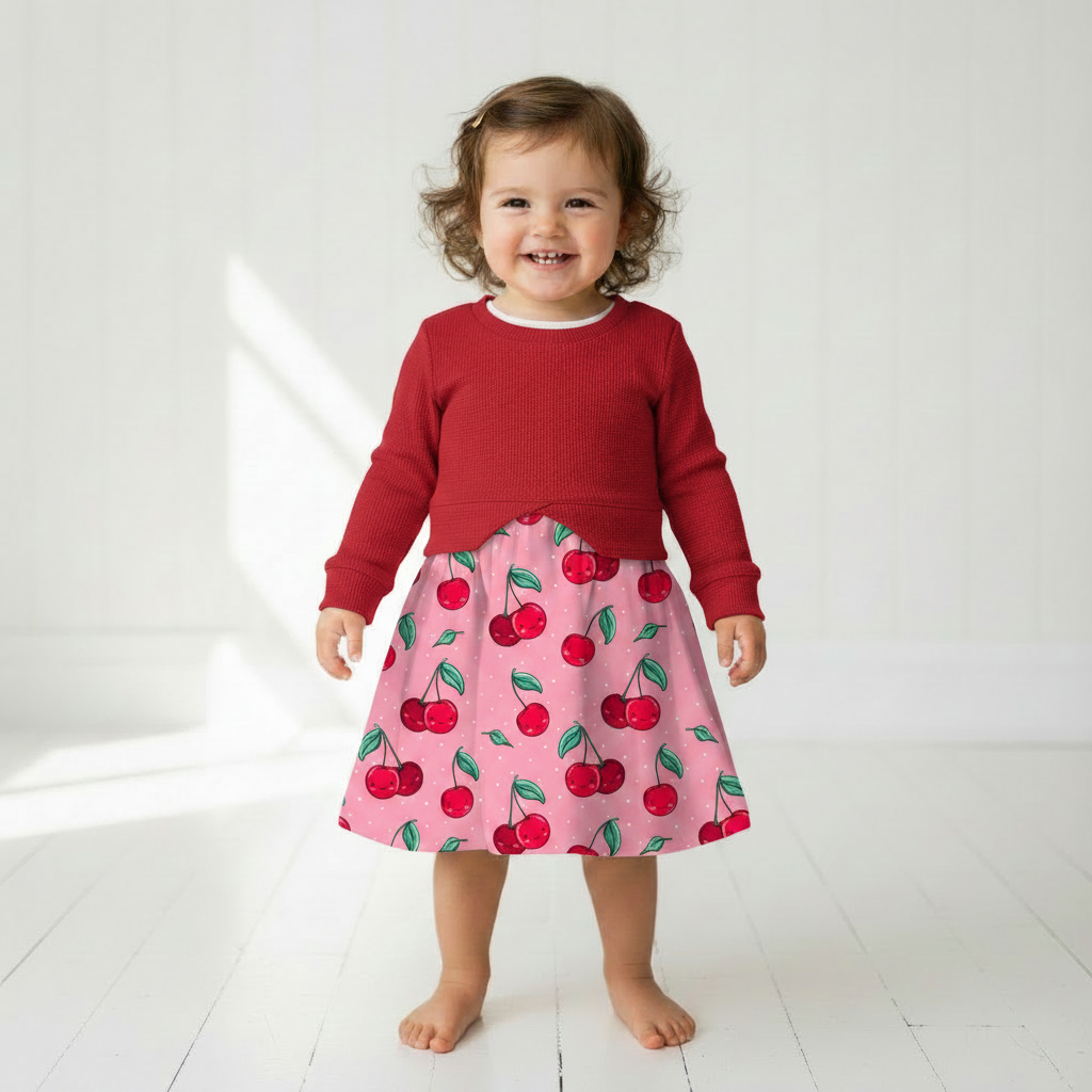Lifestyle Pulloverkleid Kirschen rot