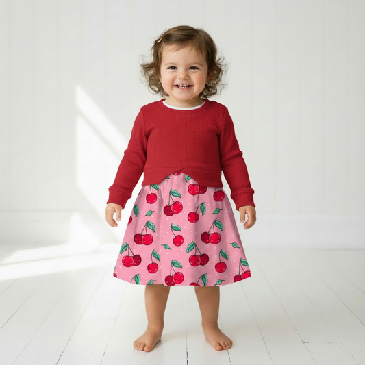 Lifestyle Pulloverkleid Kirschen rot