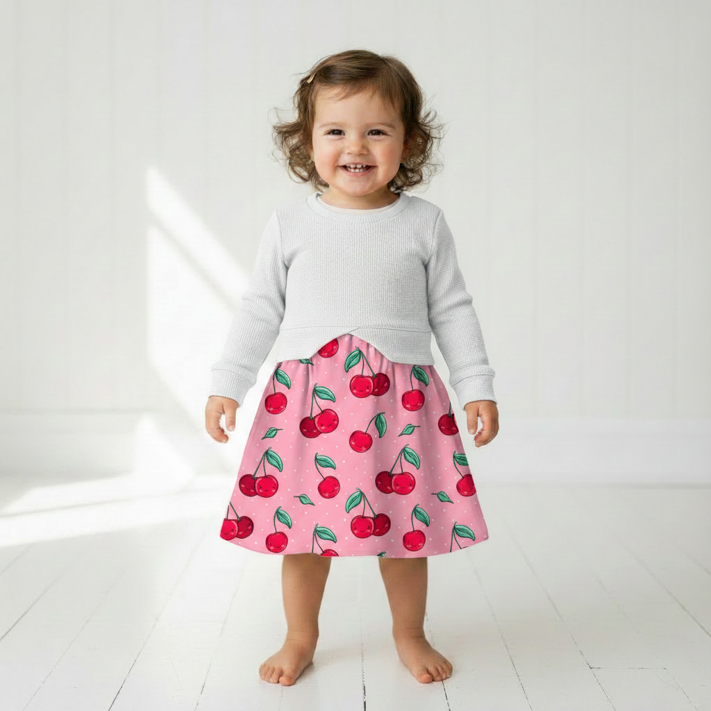 Lifestyle Pulloverkleid Kirschen weiß