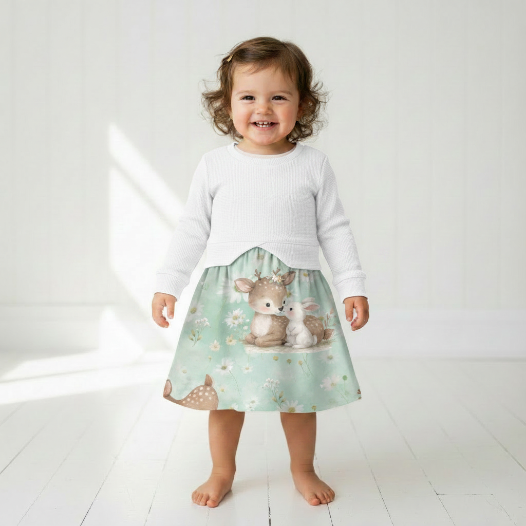 Lifestyle Pulloverkleid Reh & Hase weiß