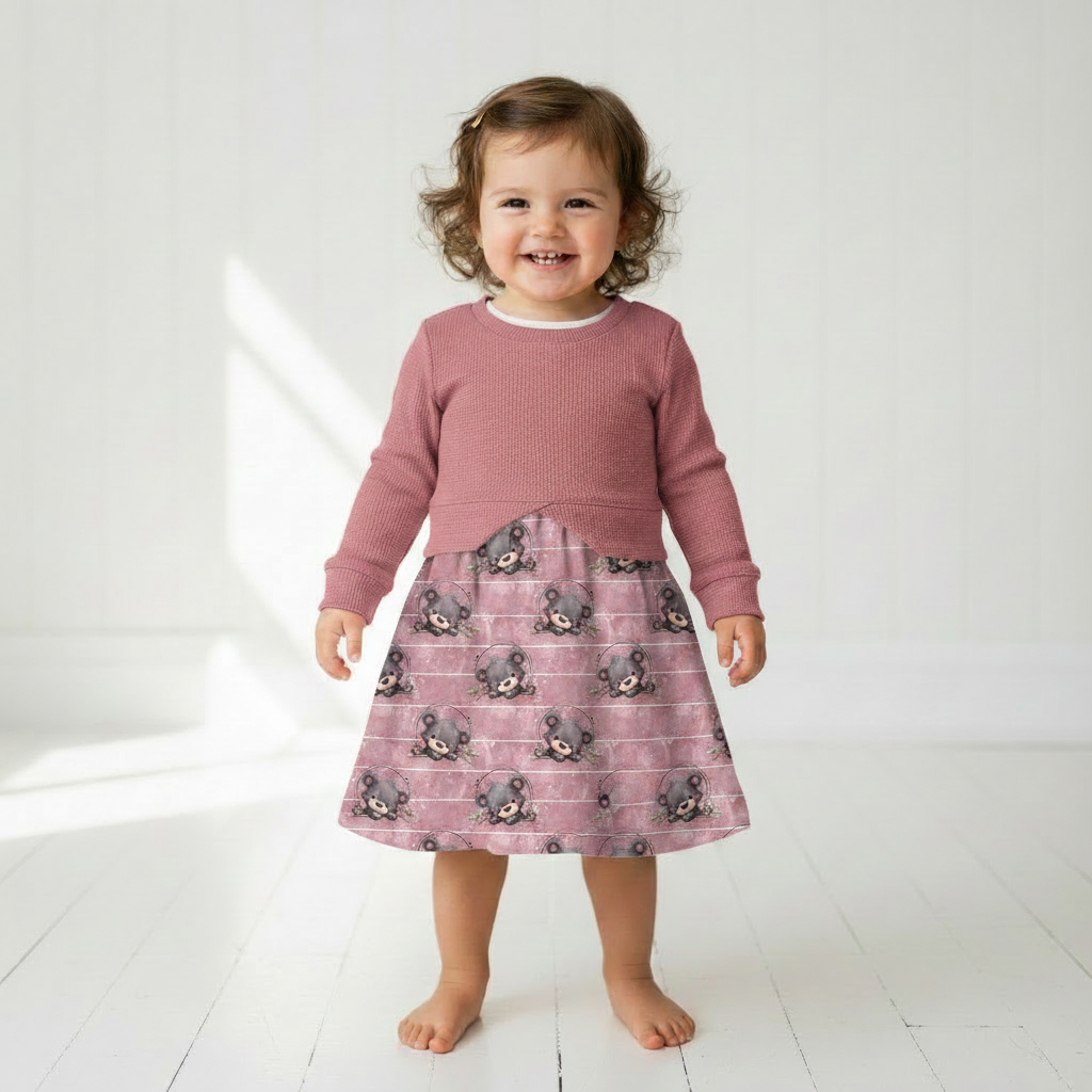 Lifestyle Pulloverkleid Teddybär altrosa