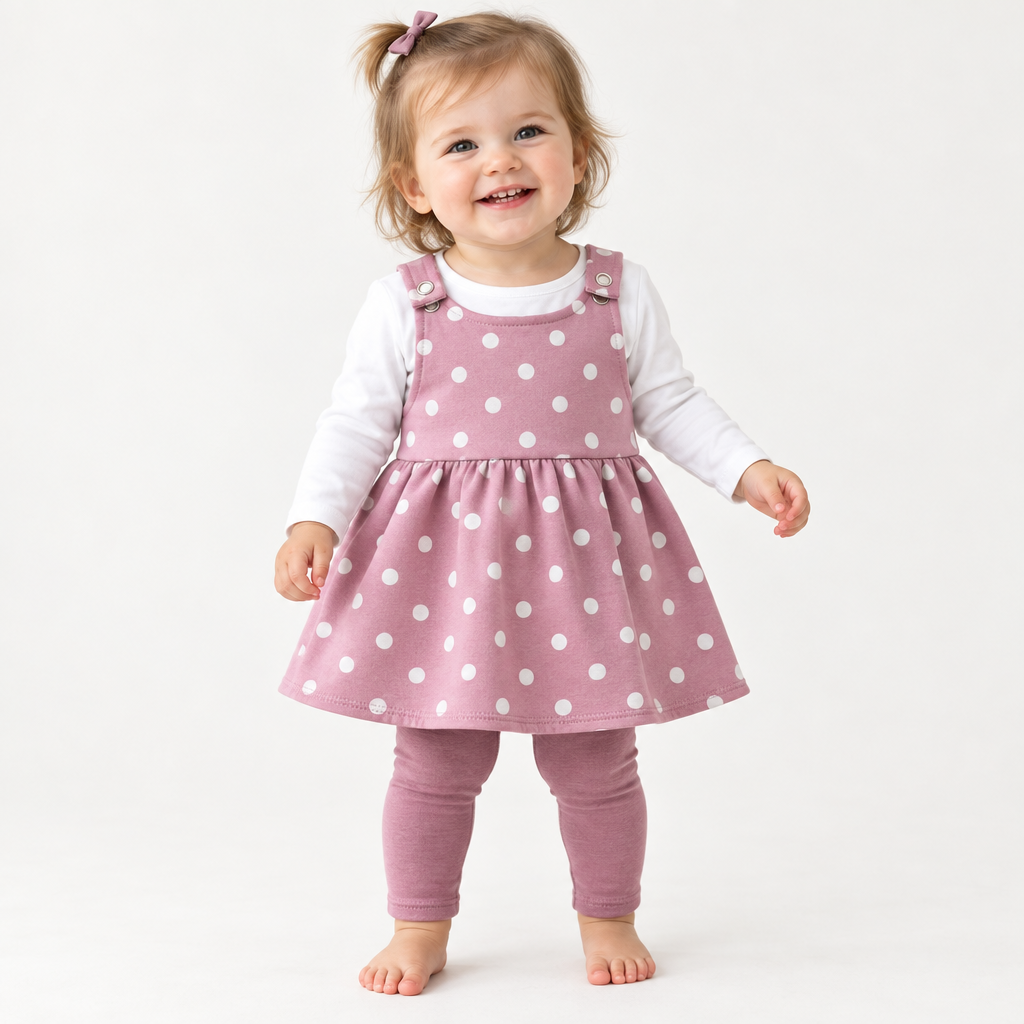 Mauve Dots Latzkleid Mädchen