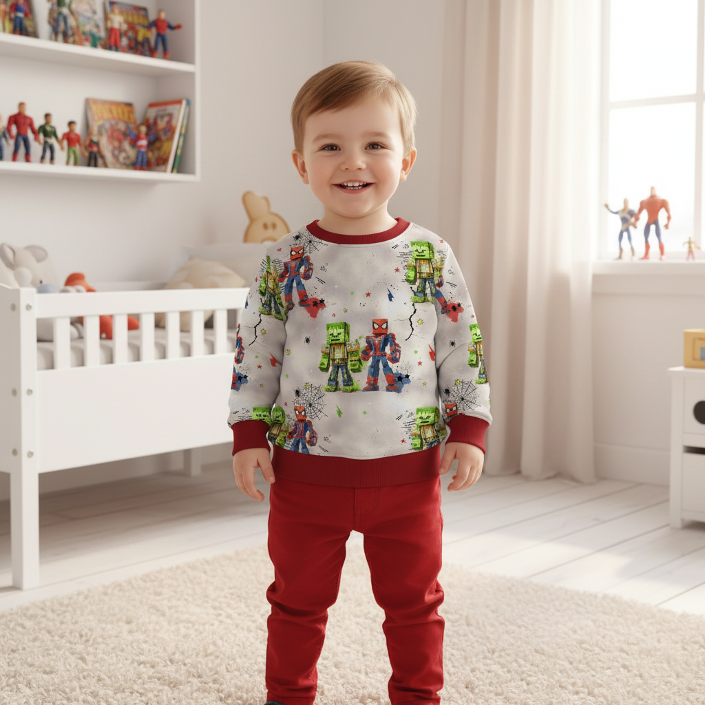 Minecraft-Spiderman-Pullover Junge rot 1:1