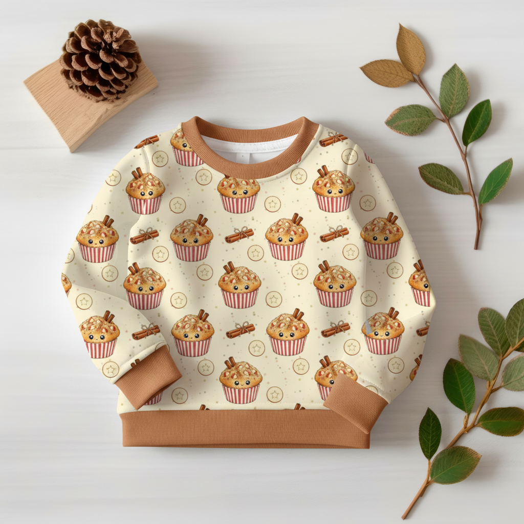 Muffin Pullover Flatlay - Caramel Bündchen
