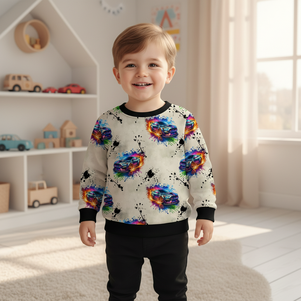 Muscle-Car-Pullover Junge schwarz 1:1