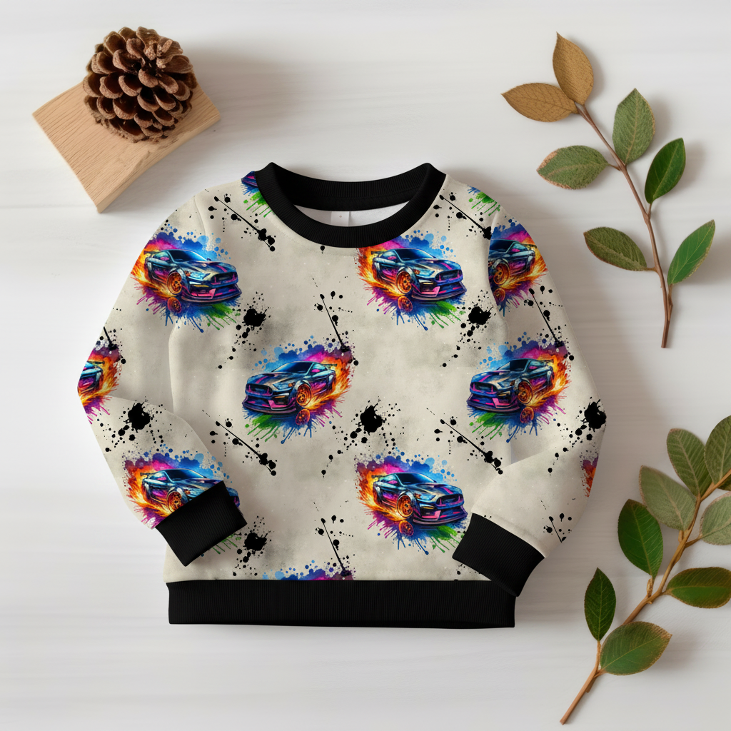 Muscle-Car-Pullover mit schwarzen Bündchen 1:1