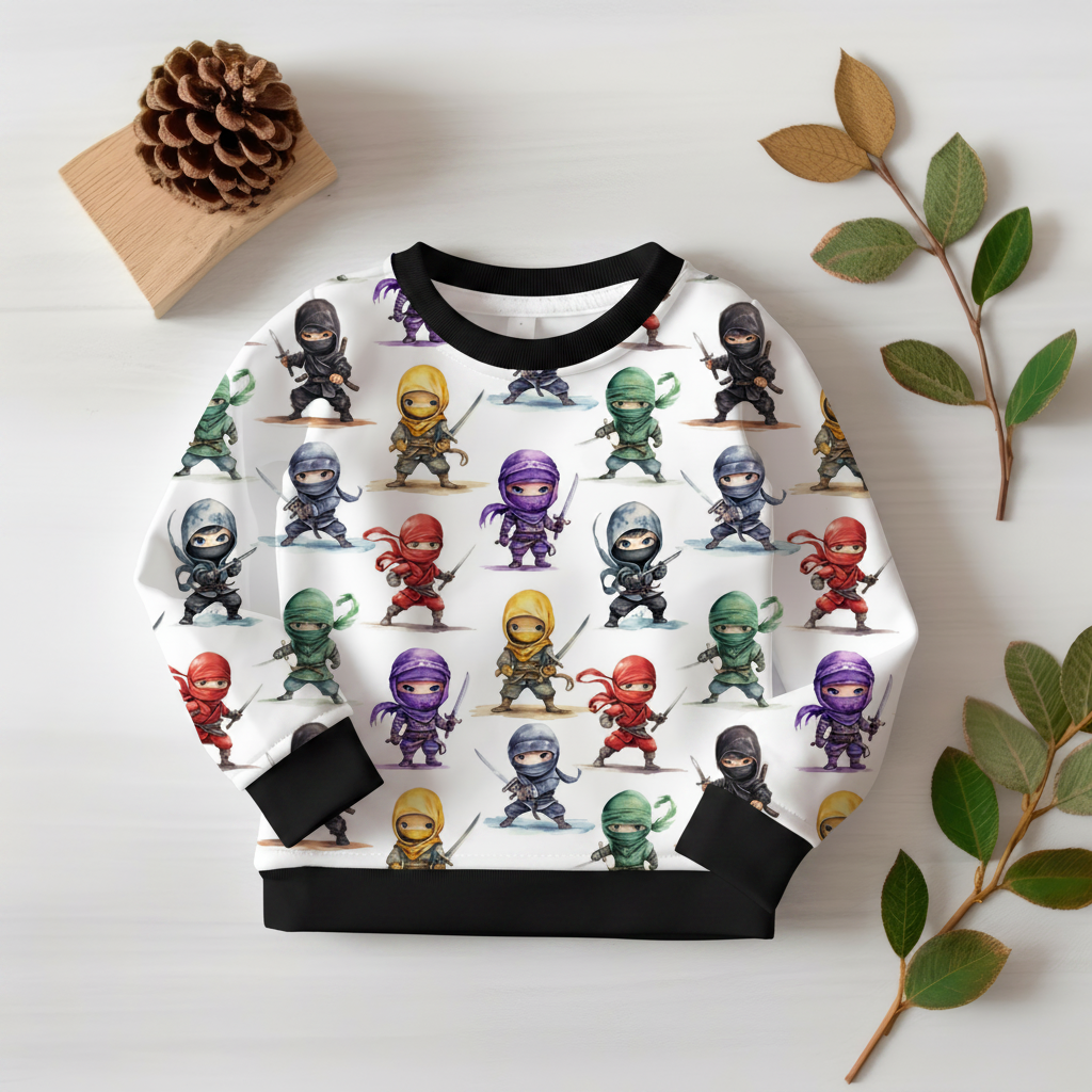 Ninja-Pullover mit schwarzen Bündchen 1:1