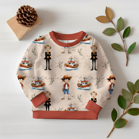 Kinder Pullover „One Piece – Luffy & Sanji“ | Gr. 56–110