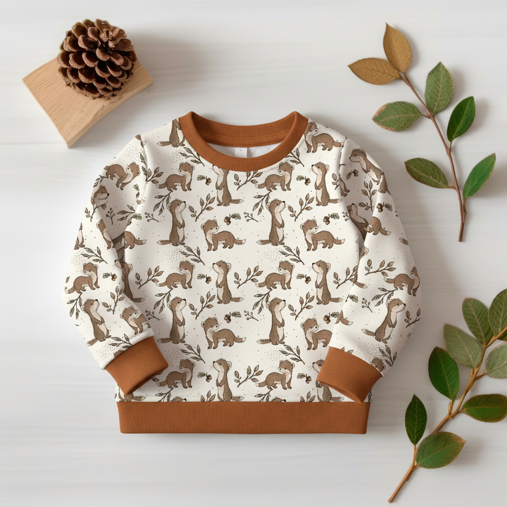 Otter Pullover Flatlay - Braun Bündchen