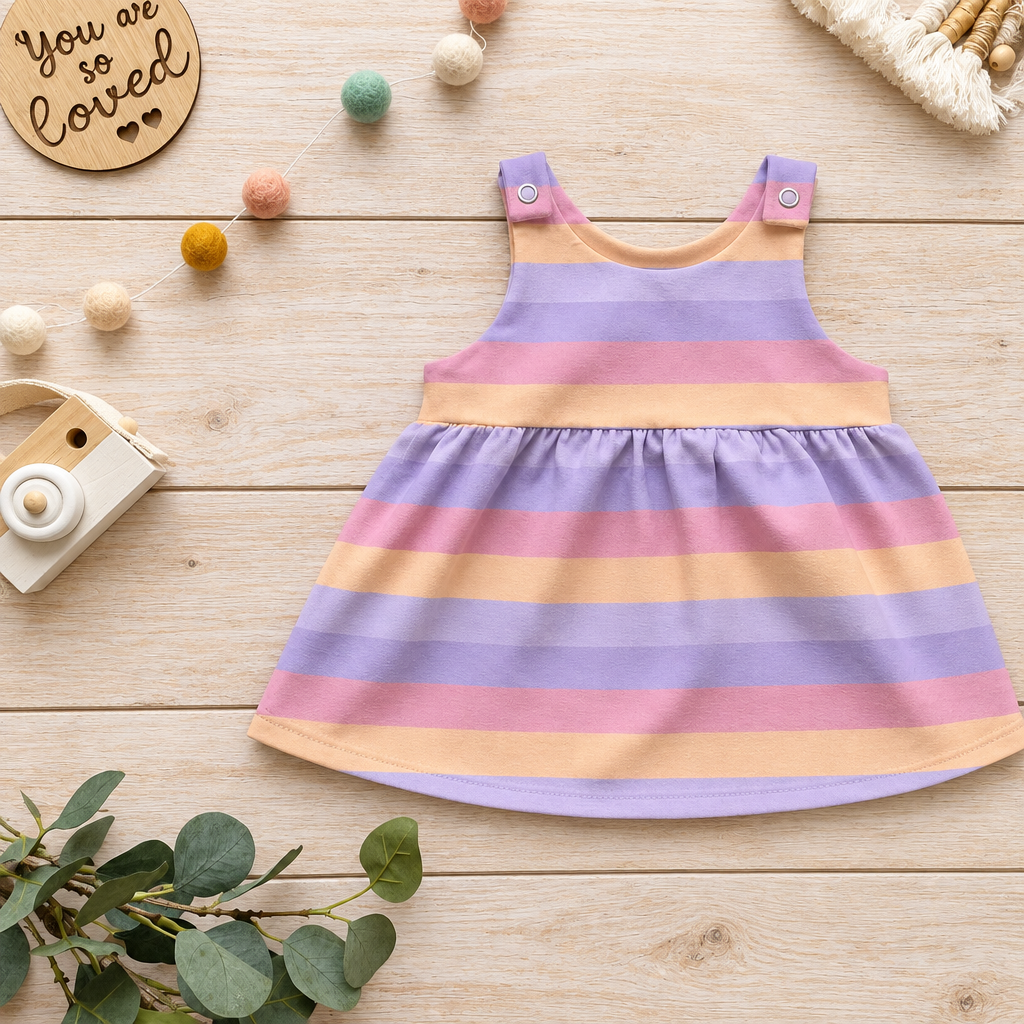 Pastel Stripes Latzkleid Flatlay
