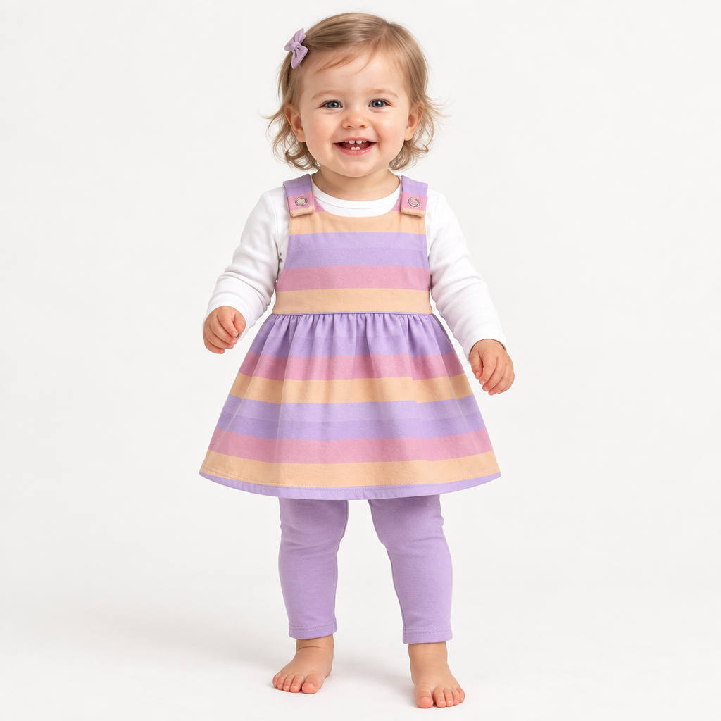 Pastel Stripes Latzkleid Mädchen