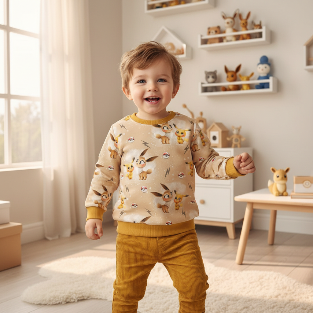 Pikachu-Evoli-Pullover Junge goldgelb 1:1