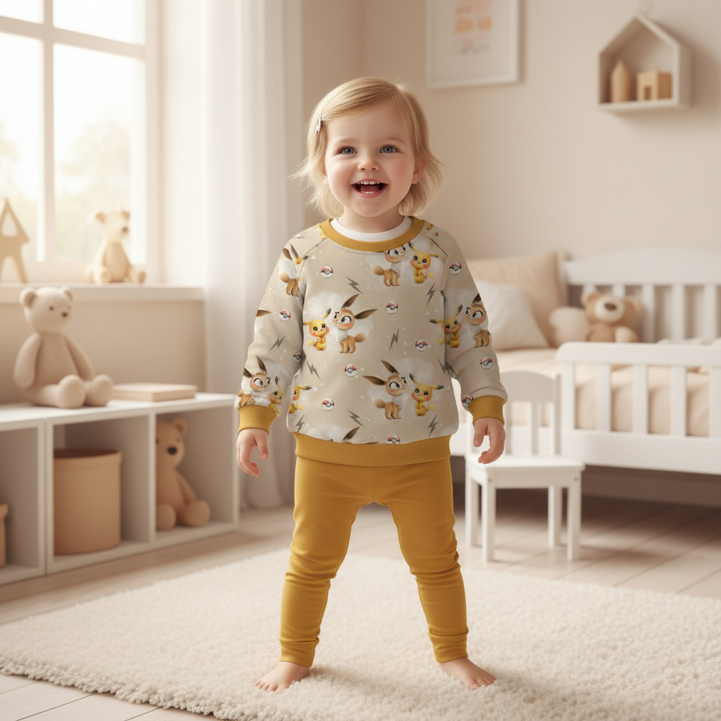 Pikachu-Evoli-Pullover Mädchen goldgelb 1:1