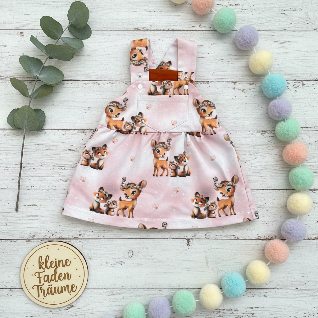 Rehkitz Latzkleid Flatlay